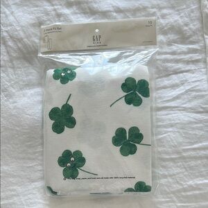 GAP White and Green Pajama Set with Shamrock Pattern